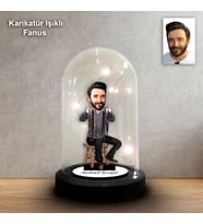 Kişiye Özel Tesbih Ustası Tasarımlı Işıklı Karikatür Fanus Biblo - Ustalara Özel Hediye