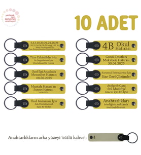Sarı & S Kahve, Söz Organizasyonlarında Sunulacak, 10’lu Set, Kişiselleştirilebilir Deri Anahtarlık