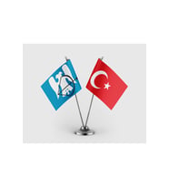 Selçuklu Devleti ve Türk Bayrağı İkili Saten Masa Bayrağı Takımı