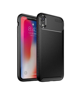 Apple iPhone XR Karbon Görünümlü Koruma Siyah Silikon Kılıf