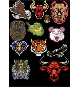 Agresif Hayvanlar Sticker Set-6 11 Parça Telefon, Tablet, Defter, Laptop Sticker