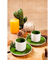 Homemade Cactus n Love 2 Kişilik Kahve Fincanı (Yeşil)