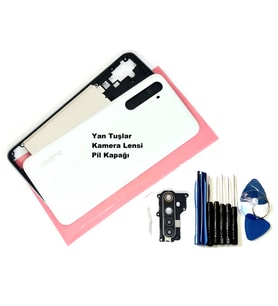 Oppo Reno 6 FULL KASA Arka Pil Batarya Kapağı (TAMİR SETİ) BEYAZ