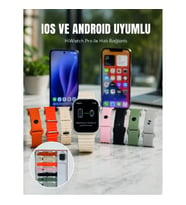 Mey İthalat® Akıllı Saat Bluetooth Arama Özellikli 7 Kordonlu Spor ve Günlük Kullanıma Uygun