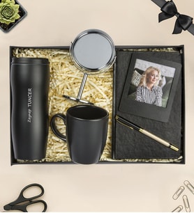Premium Defter,Kalem,Masa Aynası,Fincan,Fotoğraflı Çerçeve Ve Termos Hediye Seti