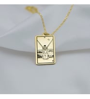 Altın Kaplama  Tarot (Two of Swords) İki Kılıç Gümüş Kolye