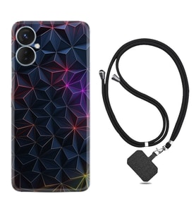 Tecno Spark 9T Kılıf Silikon Boyun Askılı İpli Desenli Silikon Renkli Prizmalar 1783
