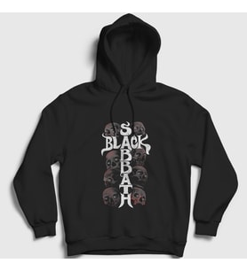 Presmono Unisex Siyah Skulls Black Sabbath Kapüşonlu Sweatshirt 18163tt