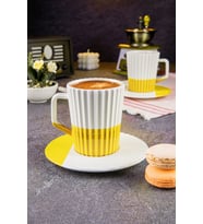 Groove 2 Kişilik 4 Parça Sarı Kahve Fincan Takımı 180 ml
