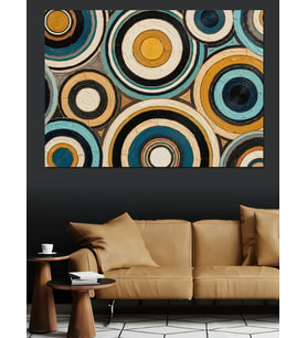 Modern Geometrik Daireler Ve Desenler Dekoratif Kanvas - Mdf Ahşap Tablo