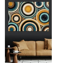 Modern Geometrik Daireler Ve Desenler Dekoratif Kanvas - Mdf Ahşap Tablo