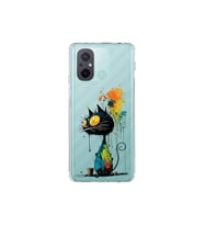 Redmi 12C ile Uyumlu Splash Kedi Tasarımlı Şeffaf Silikon Kılıf