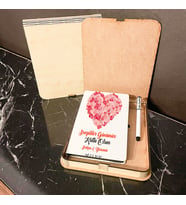 Sevgililer Günü Hediyesi Ahşap Kutulu Defter Kalem Set 002