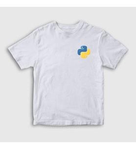 Presmono Unisex Çocuk Beyaz Logo Python Developer Yazılımcı T-Shirt 336402tt (Beyaz)