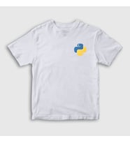Presmono Unisex Çocuk Beyaz Logo Python Developer Yazılımcı T-Shirt 336402tt (Beyaz)