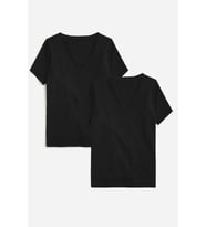 Kadın V Yaka Regular Tshirt SPR24TSK45-2 (Siyah)