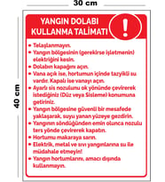 Metal Yangın Dolabı Kullanma Talimatı 30 cm x 40 cm A3 Büyüklüğünde Uyarı Levhası Yönlendirme Tabela