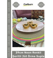 #Supla Dayanıklı Dekoratif Mutfak Masa Dikişli El Sanatı 39cm Neon Renkli Şeritli Jüt Örme Supla