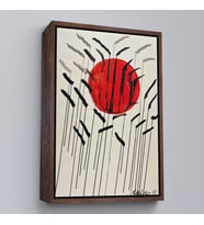 Çerçeveli Alexander Calder - Kızıl Güneş ve Uzun Otlar Tablosu - Cattails with Red Sun (Beyaz)