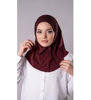 Bordo Pratik Hazır Geçmeli Tesettür Eşarp Sandy Kumaş Arkadan Çıtçıtlı 2206_16