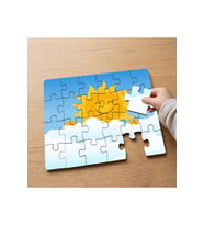Bulutların Üstünde Gülen Güneş Tasarımlı 24 Parça Ahşap Çocuk Puzzle MPK1111