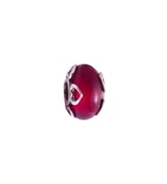 Buzlu Mat Kırmızı Murano Charm  925 Ayar Gümüş