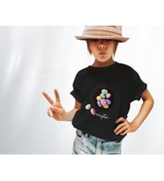 BK Gift Paskalya Tasarımlı Kız Çocuk Siyah T-shirt, Arkadaşa Hediye, Doğum Günü Hediyesi, Trend Tişört, Paskalya Bayramı-1