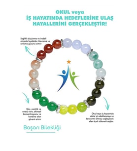 Sertifikalı Öğrenci Bilekliği Akik Akuamarin Amazonit Aventurin Morganit Yeşim Zebercet Doğal Taş