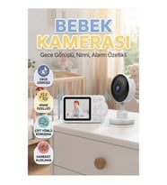 Gece Görüşlü Bebek Kamerası Ninni Özellikli Sıcaklık Algılama ve Alarm Sistemli