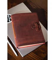 El Yapımı Gerçek Deri A5 Defter / Ajanda (Rose)