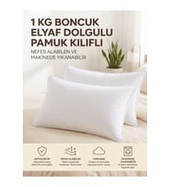 4'lü Elyaf Yastık 1 KG Dolgun Pamuk Kılıflı Yastık Seti