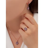 AgaKulche Damla Model Gümüş Takı Seti Kalemli S60-EP (925)