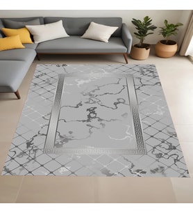 Rovigo Home Dijital Baskı Yıkanabilir Kaymaz Taban Salon Halısı Ve Yolluk RVG0865-FNL75 (Gri)