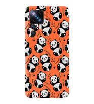 Xiaomi Mi 12T Uyumlu Lansman Kılıf Panda Tasarımlı İçi Kadife Kapak-Turuncu (Şeffaf)