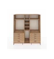 Kronos Dolap 8 Raflı 8 Çekmeceli 3 Askılı 220x59x243 Çam-Çam/Çam