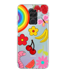 PrintiFy Xiaomi Redmi Note 9 ile Uyumlu Water Color 5  Kamera Korumalı Şeffaf  Kılıf