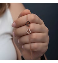 925 Ayar Gümüş Rose Kalpli Sonsuzluk Kadın Bileklik