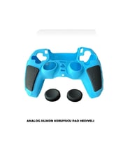 PS5 DualSense İçin Premium Silikon Kılıf & 1 Çift Analog Koruyucu Set Hediyeli – Oyuncu Serisi Ultra Kalite