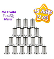18 Adet Metal Destek Ayağı 12 Cm Krom Mobilya Kanepe Baza Koltuk Ünite Ayakları Metrik 8 Civatalı İnce Diş