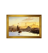 Osmanlı Dönemi Eski İstanbul Yeni Camii Motifli Kanvas Tablo 50 x 70 cm Gold Çerçeve