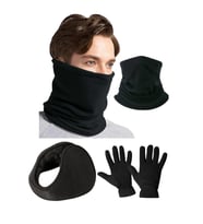 Polar Boyunluk Polar Kulaklık Polar Eldiven Siyah Set Renk Siyah