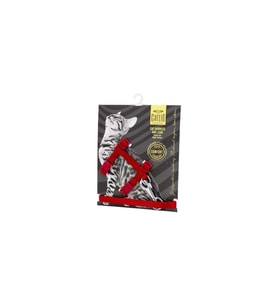 Cattie Dokumadan El Yapımı Kedi Göğüs & Gezdirme Takımı 1x25-40cm - Red
