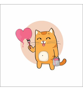 Kalbi Boyayan Kedi Sticker Duvar Sticker 25x25 CM