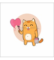 Kalbi Boyayan Kedi Sticker Duvar Sticker 25x25 CM