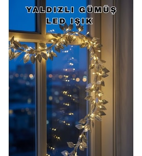 Pilli Gümüş Yaprak LED Işık Ev İçi ve Yılbaşı Dekor Aydınlatması