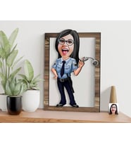 BK Gift Kişiye Özel Kadın Polis Karikatürlü 3D Ahşap Tablo, Sevgiliye Hediye, Arkadaşa Hediye, Yıl Dönümü Hediyesi, Doğum Günü Hediyesi-1