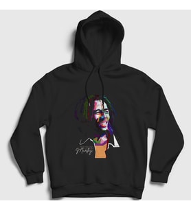 Presmono Unisex Siyah Look Bob Marley Kapüşonlu Sweatshirt 265303tt