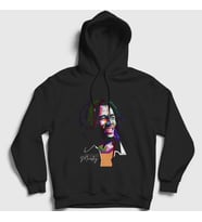 Presmono Unisex Siyah Look Bob Marley Kapüşonlu Sweatshirt 265303tt