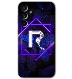 Galaxy S23 FE Kılıf HD Desen Baskılı Arka Kapak - Dark Neon Yaprak R Harfi