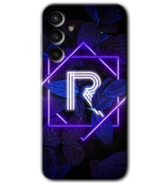 Galaxy S23 FE Kılıf HD Desen Baskılı Arka Kapak - Dark Neon Yaprak R Harfi
